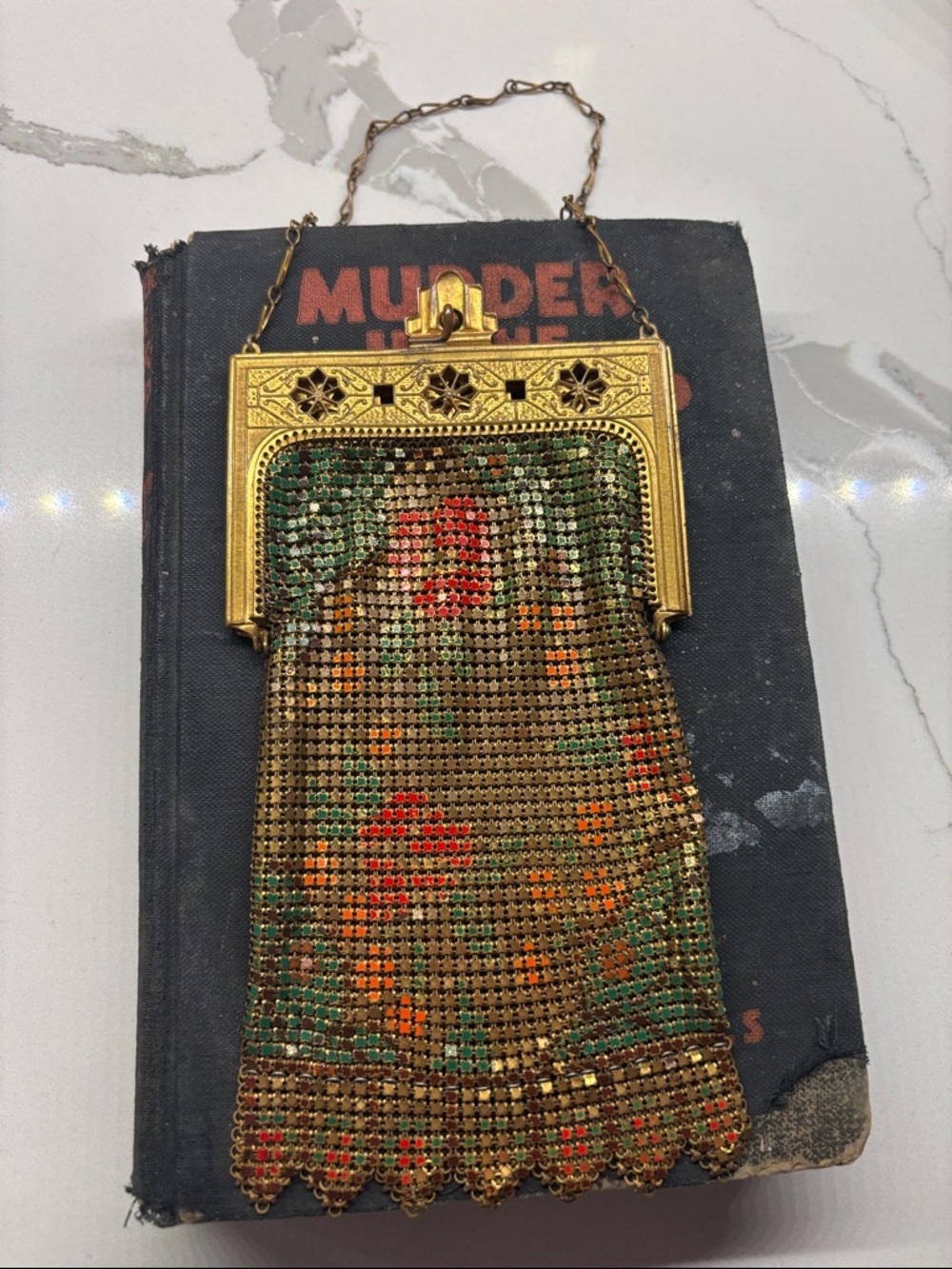 1920s Art Deco enameled mesh purse - Picture 3 of 13